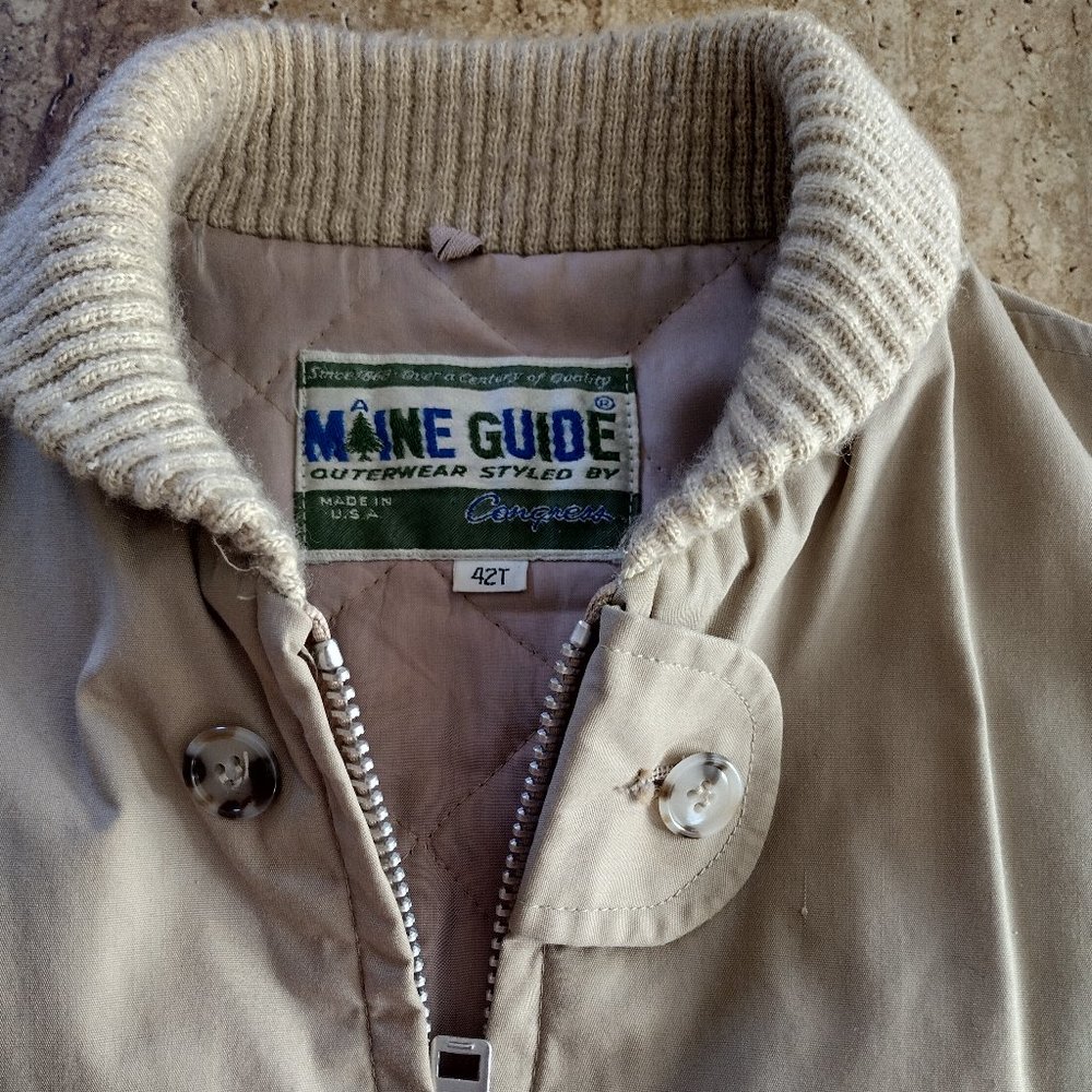 Great Condition Vintage Men's Maine Guide Lined Jacket Khaki Beige 42T